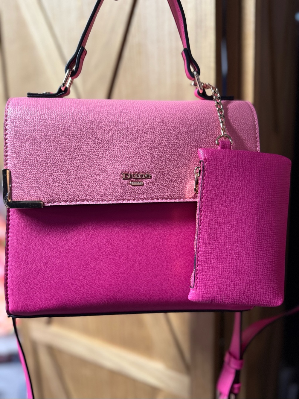 Dune London Pink Two Tone Bag and Chain Wallet NEW